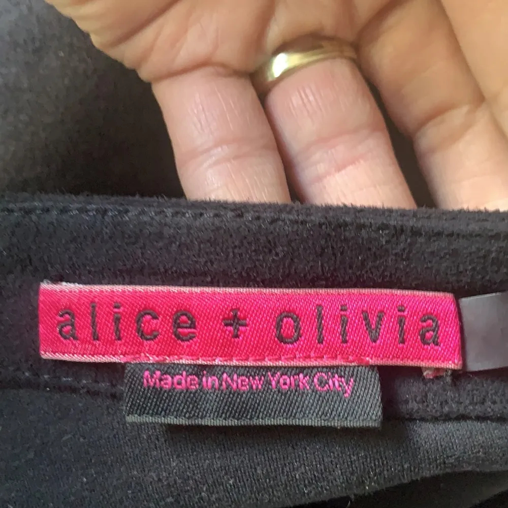 Alice + Olivia Pants Faux Suede Stretch Straight Leg  Black Pants 10 - Image 11