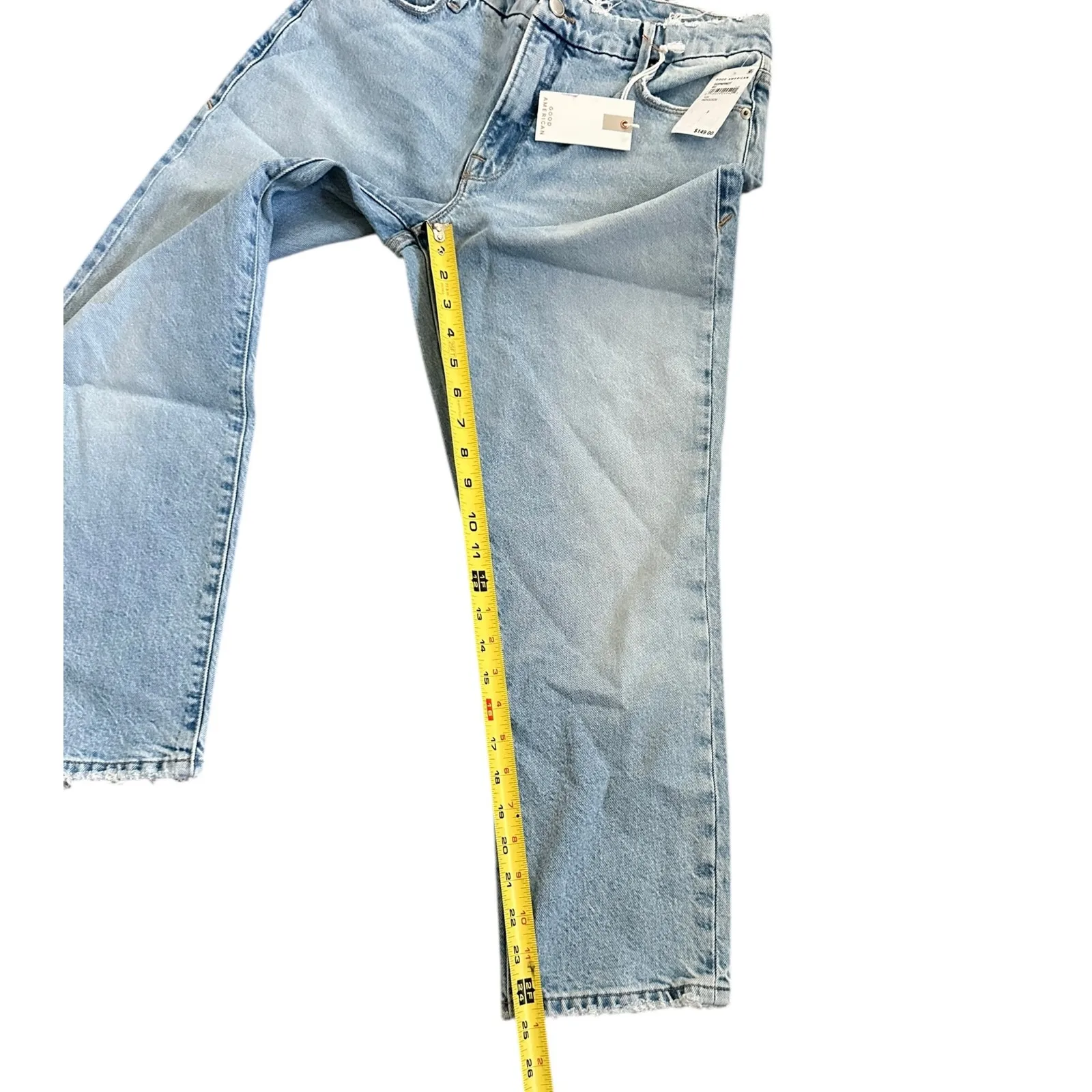 Good American Girlfriend High Rise Straight Leg Jeans Indigo size 2/26 - Image 13