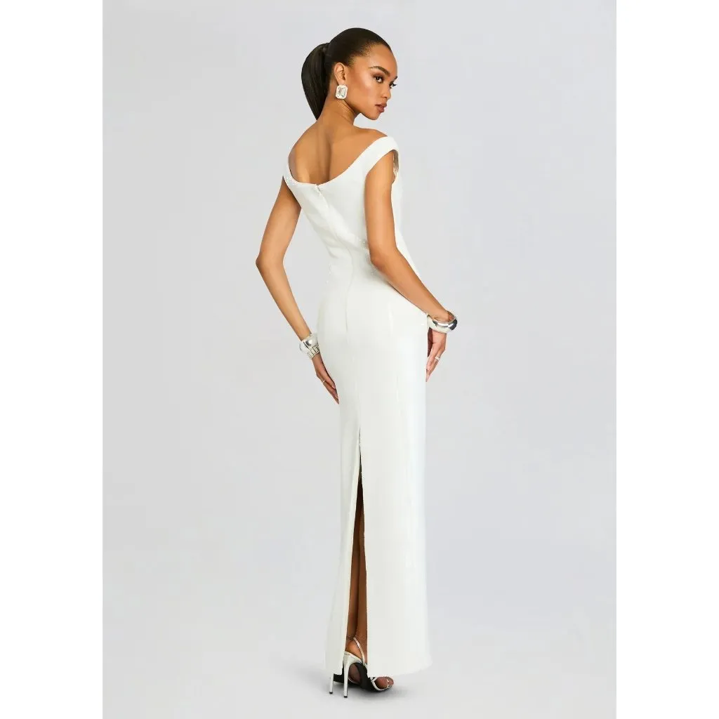 retrofete Jazmina Off Shoulder Sequin Dress White Womens Size XS - Image 3