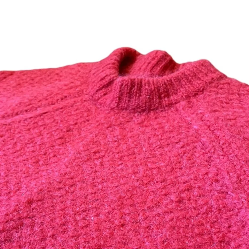 Sandro Pullover Mohair Blend Oversized Relaxed Jumper Knit Sweater Red 1 Small - Image 5