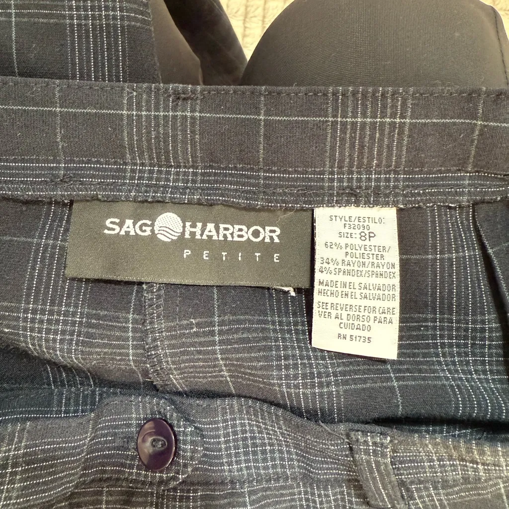 Sag Harbor Vintage Navy Plaid Pants Green Size 8P - Image 4