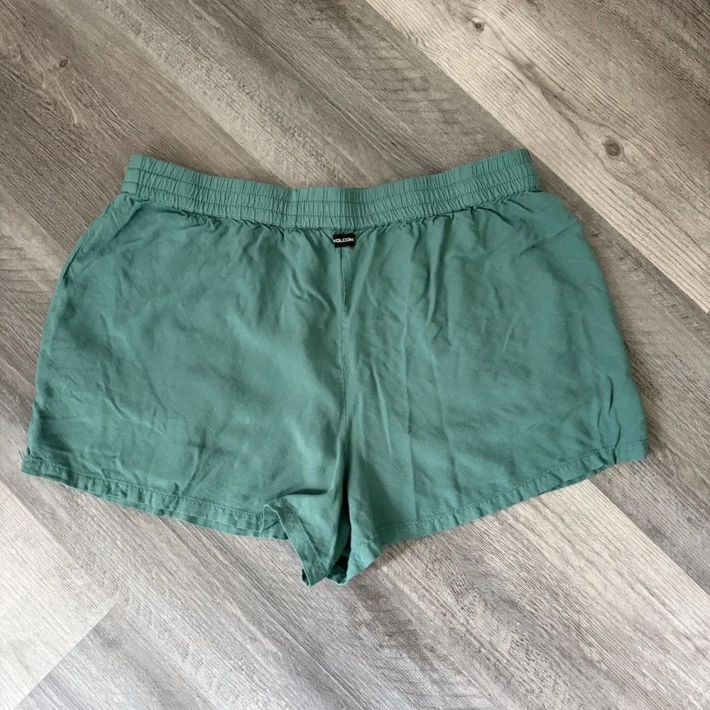 Volcom Shorts Large Teal Viscose Vacation Flowy Pockets Feminine Casual - Image 7
