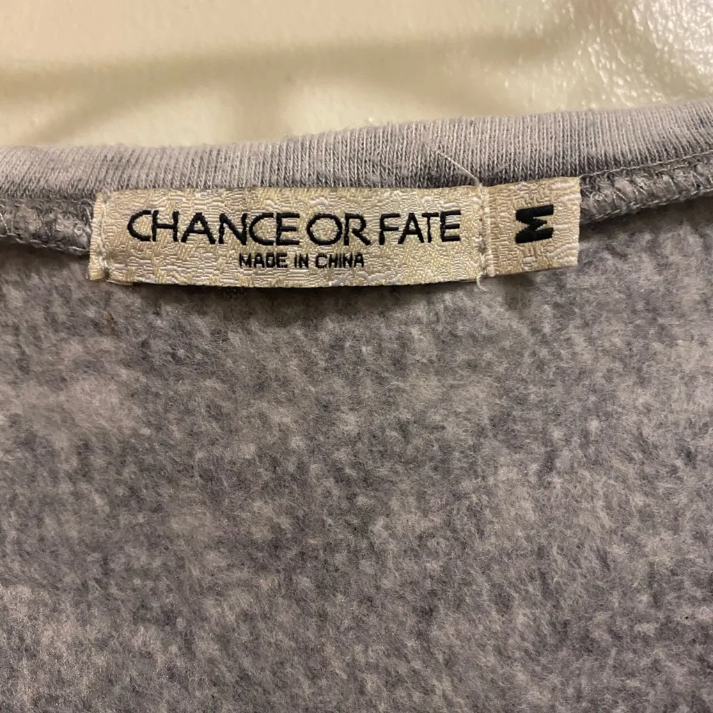 Chance Or Fate Womens 3/4 Sleeve Fleece Sweatshirt M Gray & White Dry Goods USA - Image 2