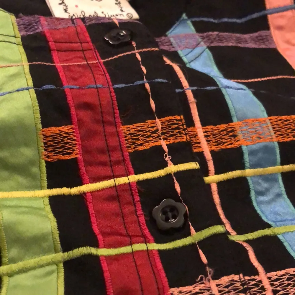 Lite Colorful Rainbow Ribbon Stripes Button Down Jacket Blazer Med - Image 6