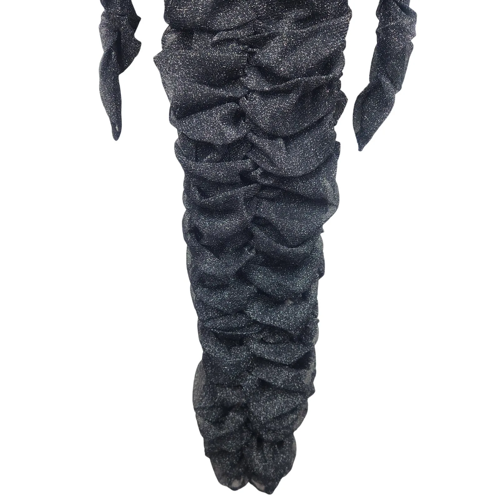 Jonathan Simkhai Standard Zinnia Ruched Midi Dress in Black Metallic Medium NWT - Image 5