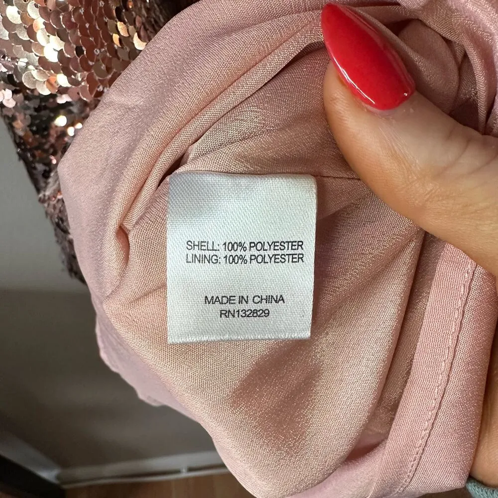 Lovers + Friends Knoll Mini Dress Rose Pink Sequins Strapless Bodycon Size S NWT - Image 5