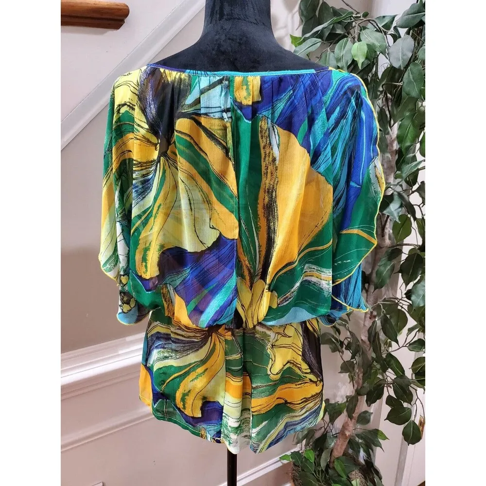 Jonathan Martin Women Multicolor Polyester Boat Neck Short Sleeve Shirt Size P/L - Image 7