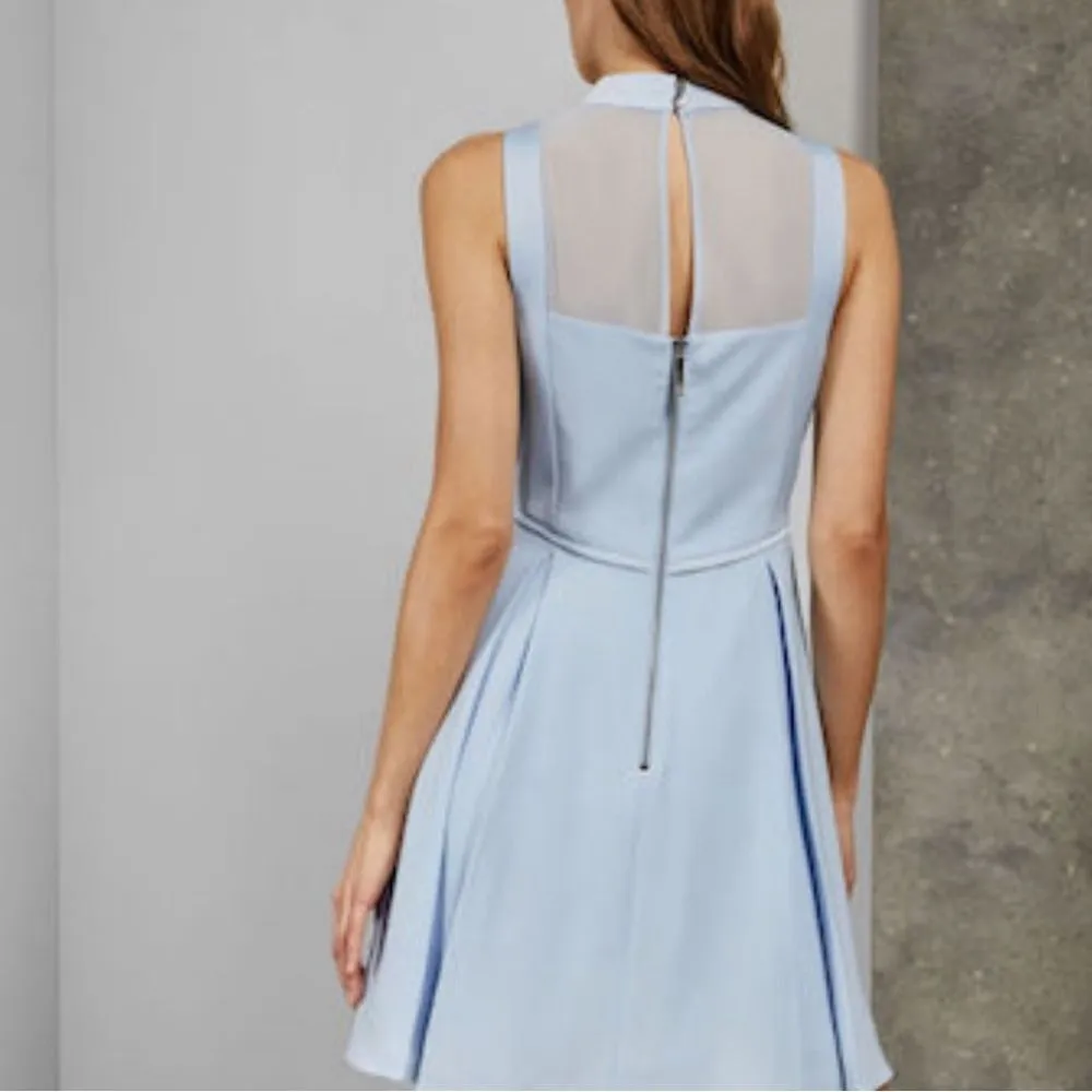Ted Baker Light Blue Dress with Lace Flowered Bodice Sz 8 - Image 3