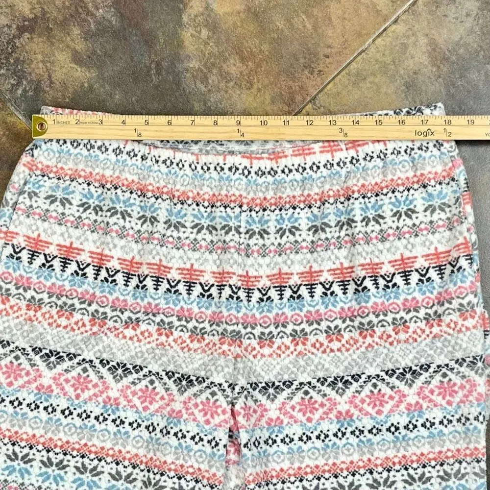 Cuddl Duds Honeycomb Fleece Pajama Top & Pajama Joggers Set Cream Fairisle PXL - Image 8