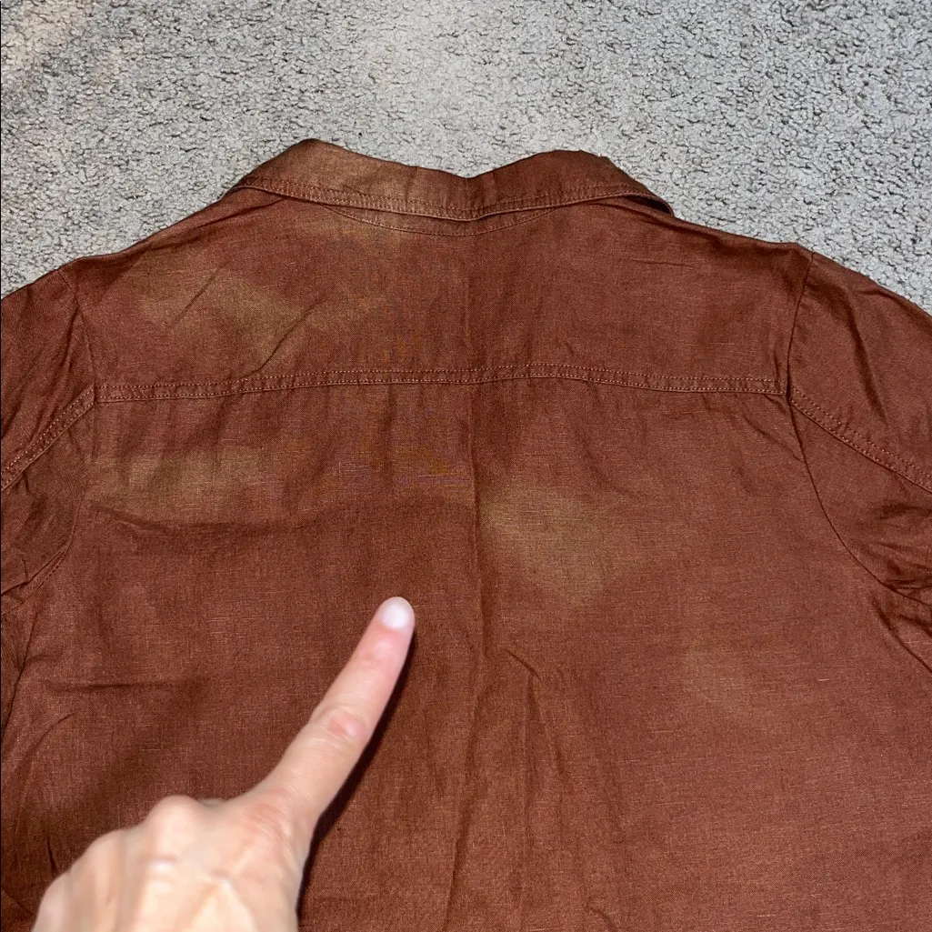 J. Jill Love Linen Longline Blazer Four Button Front Long Sleeve Auburn Brown LP Size undefined - Image 8