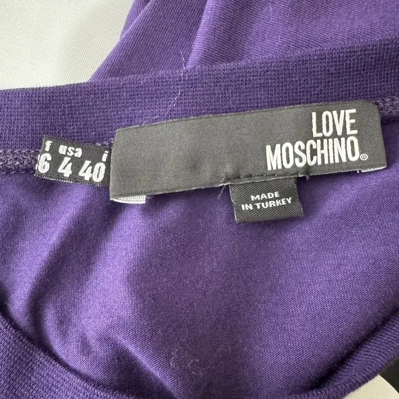 Love Moschino Diamond Lady Purple Short‎ Sleeve Tee Size 4 - Image 7