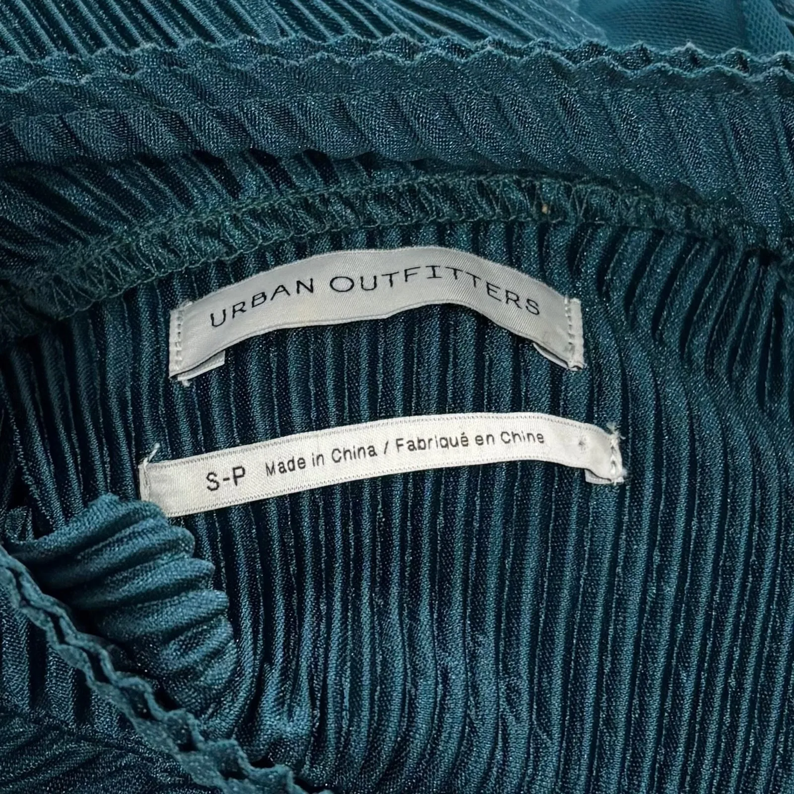 Urban Outfitters Size S Eliza Teal Green Pleated Mock-Neck Wide Leg Jumpsuit - Image 4