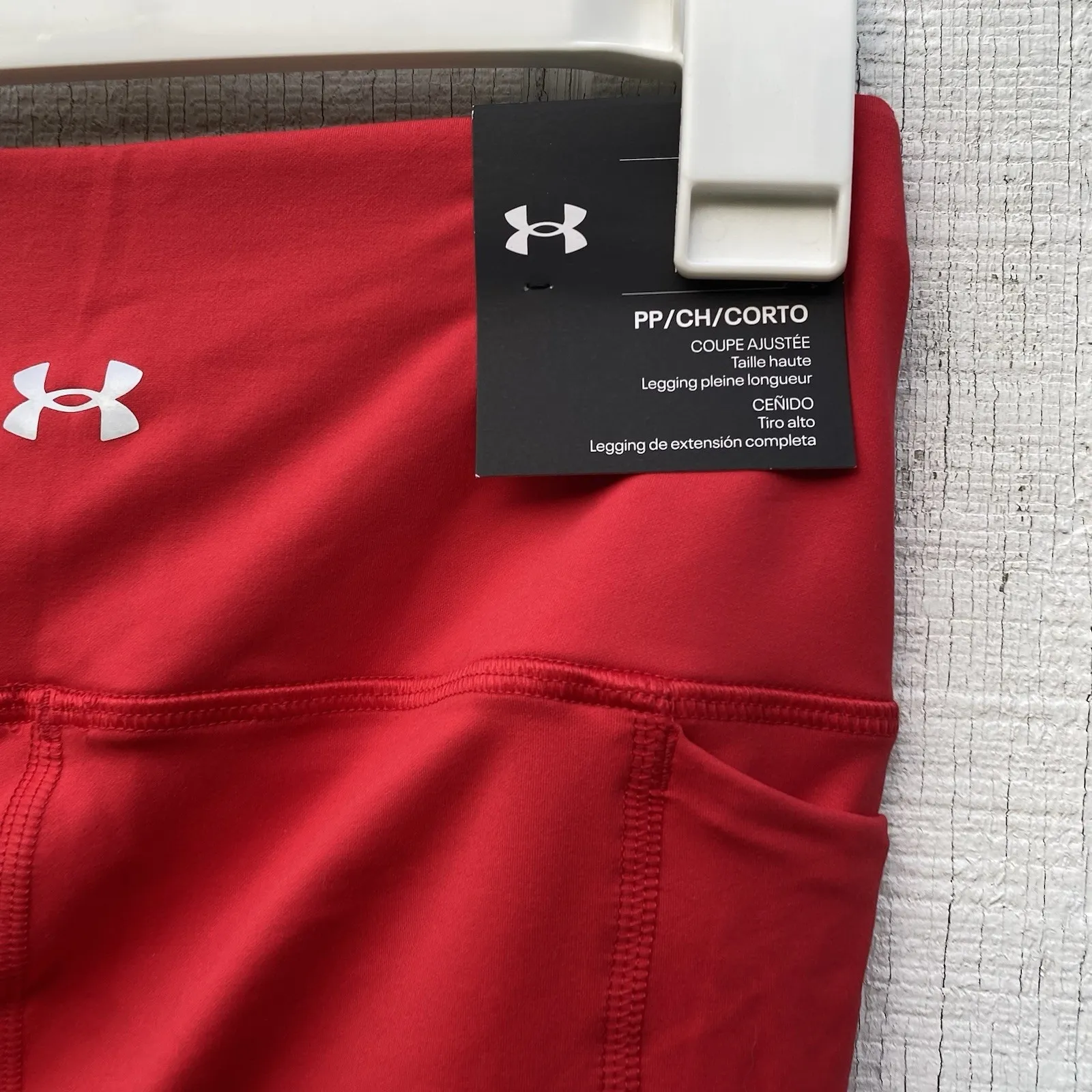 NWT Under Armour Solid Red High Rise Full Length Leggings Small Short - Image 4