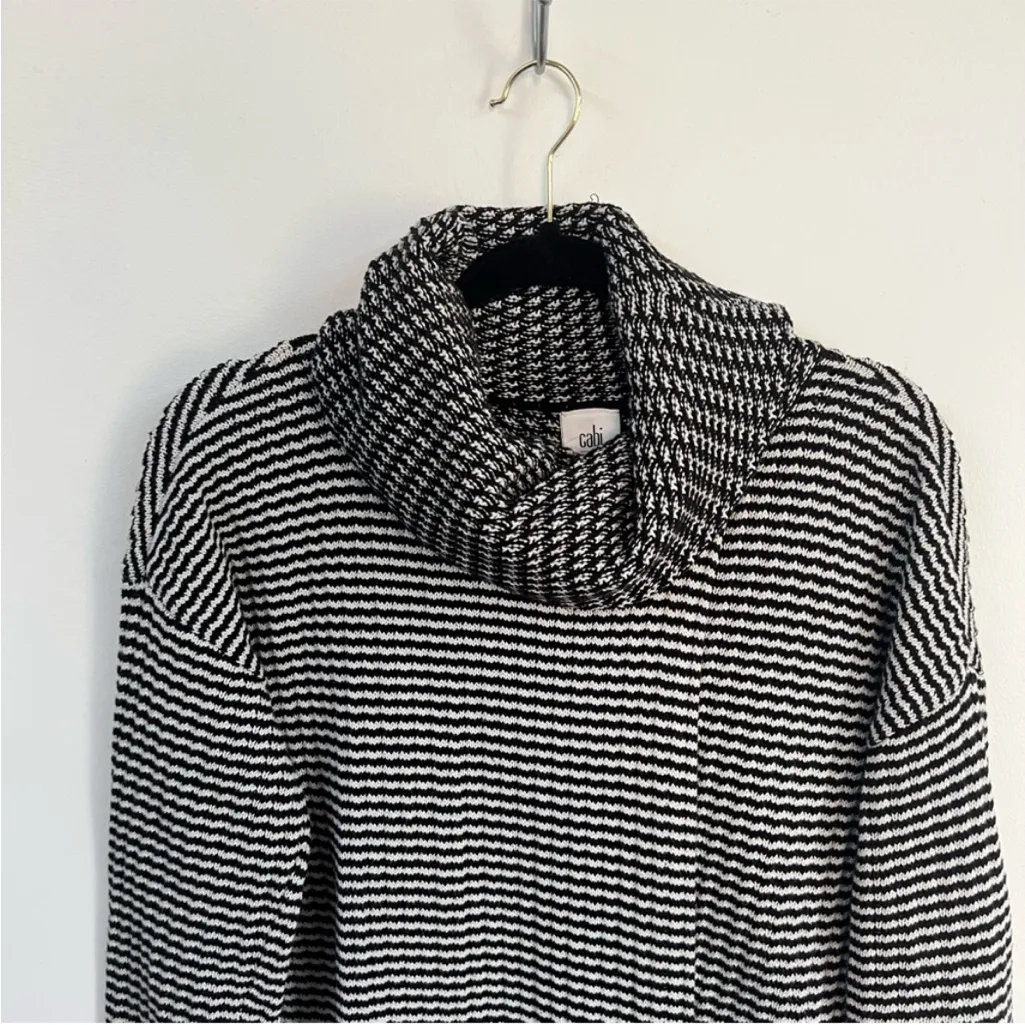 CAbi  Fergie Split Stripe Turtleneck Sweater Large - Image 4