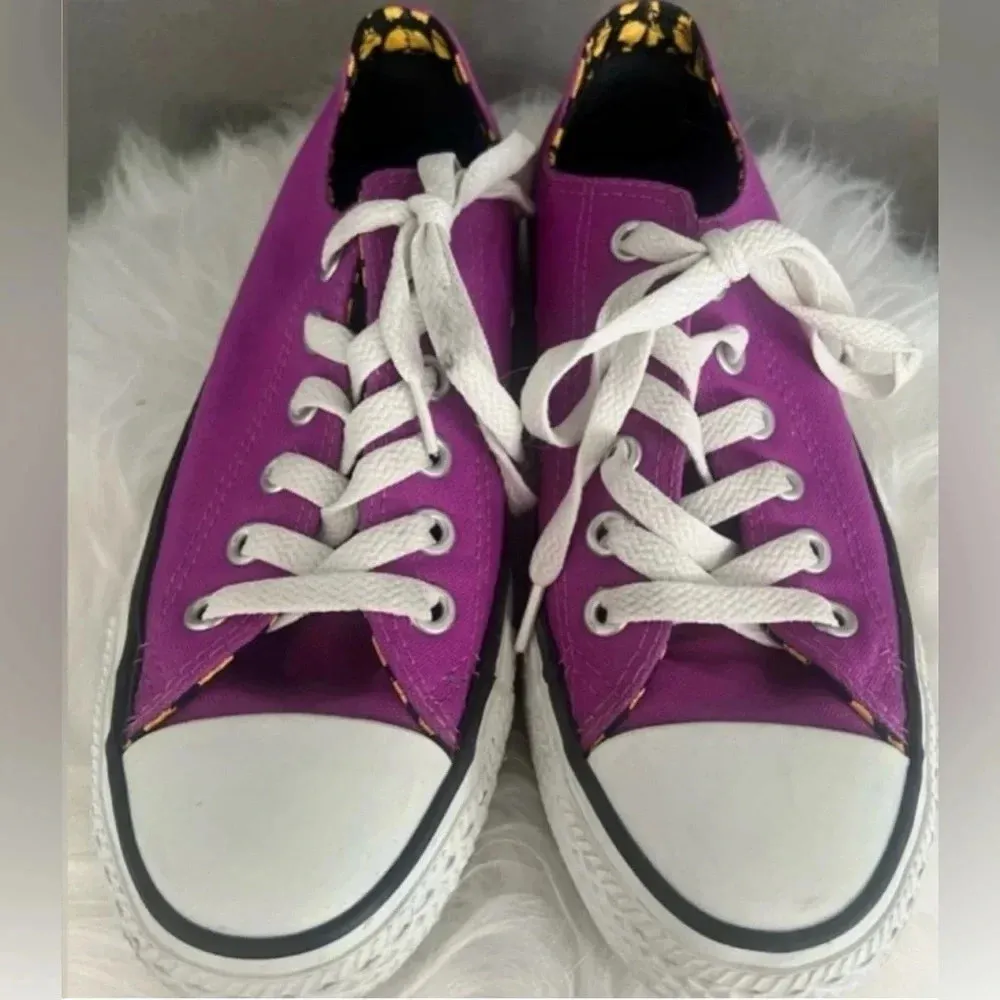 Converse All Star Double Tongue Purple and Leopard Sneakers - Image 5