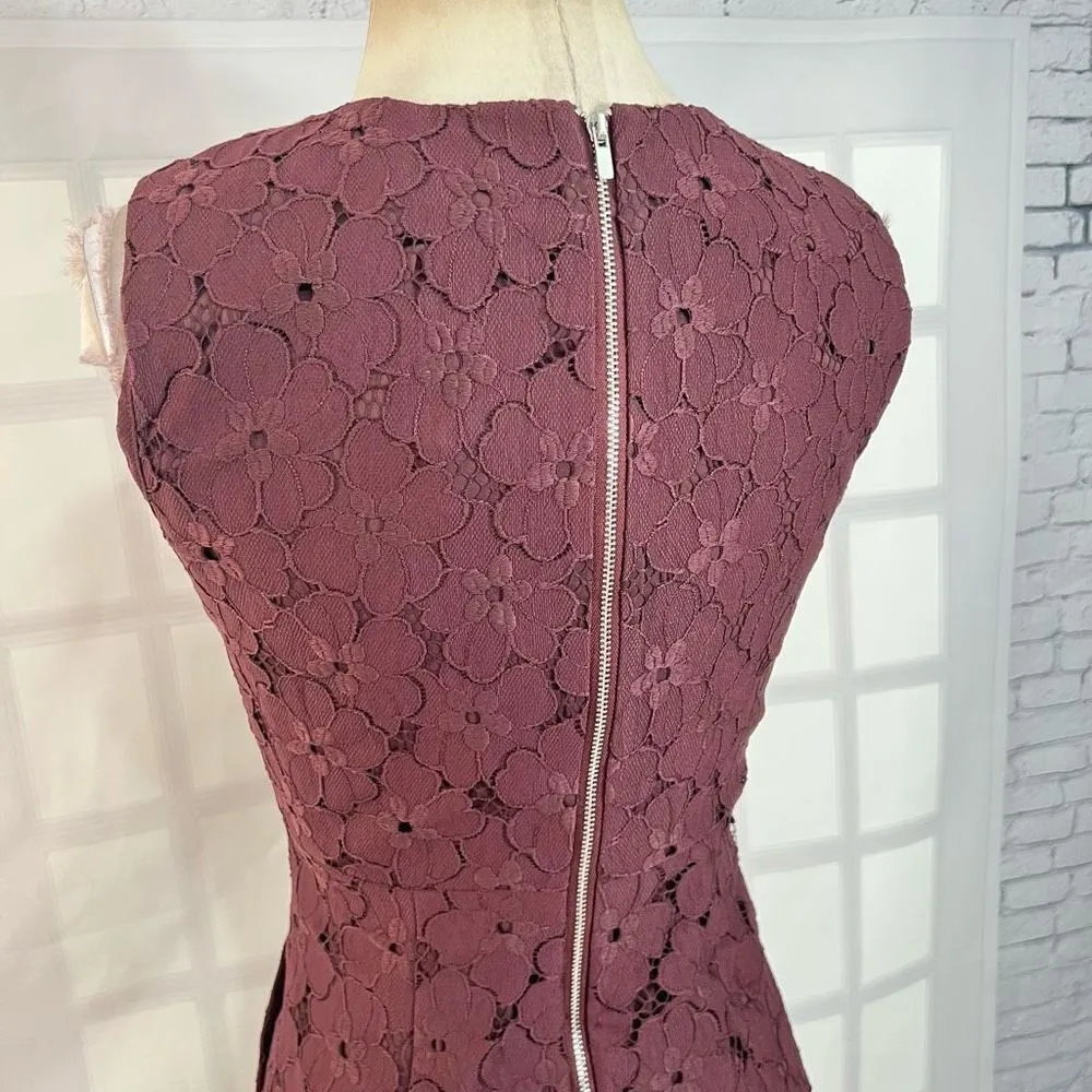 Diane Von Furstenberg sleeveless burgundy lace mini dress with pockets. Size 2 - Image 7