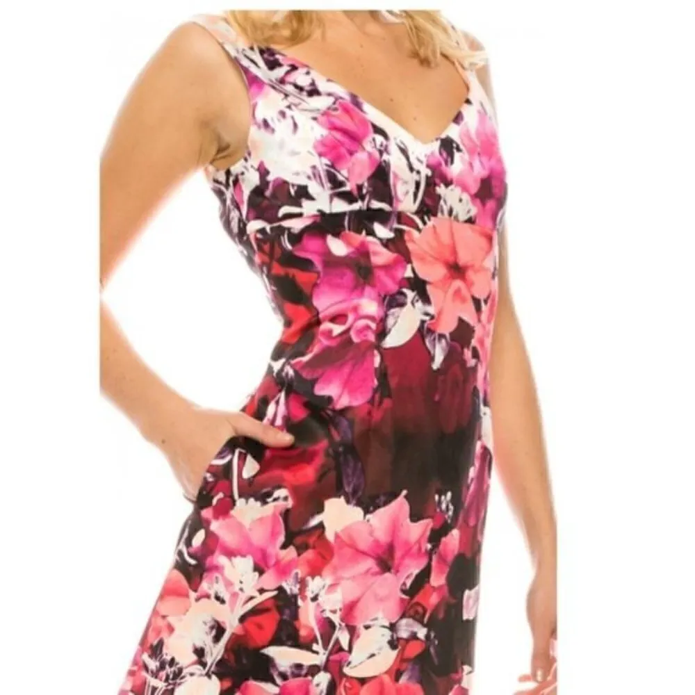 Adrianna Papell Mini Dress 12 NWT Mikado Cocktail Pink Floral Party Vacation - Image 8