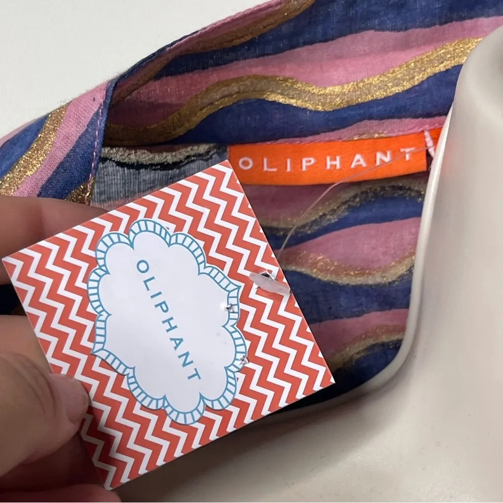 New Oliphant pink blue gold hand painted long sleeve tunic top sz XS - Image 10