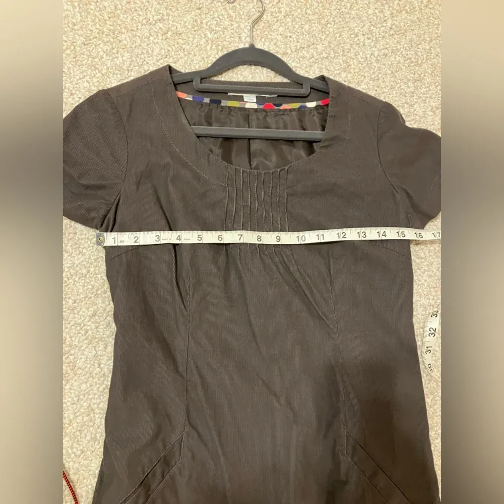 Boden Corduroy Shift Dress‎ Short Sleeve Purple/Grey Womens size 4R 100% cotton Purple - Image 9