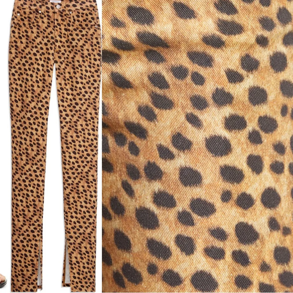 NWT We Wore What Cheetah Leopard Print Split Hem Jeans Tan Size 24 - Image 2