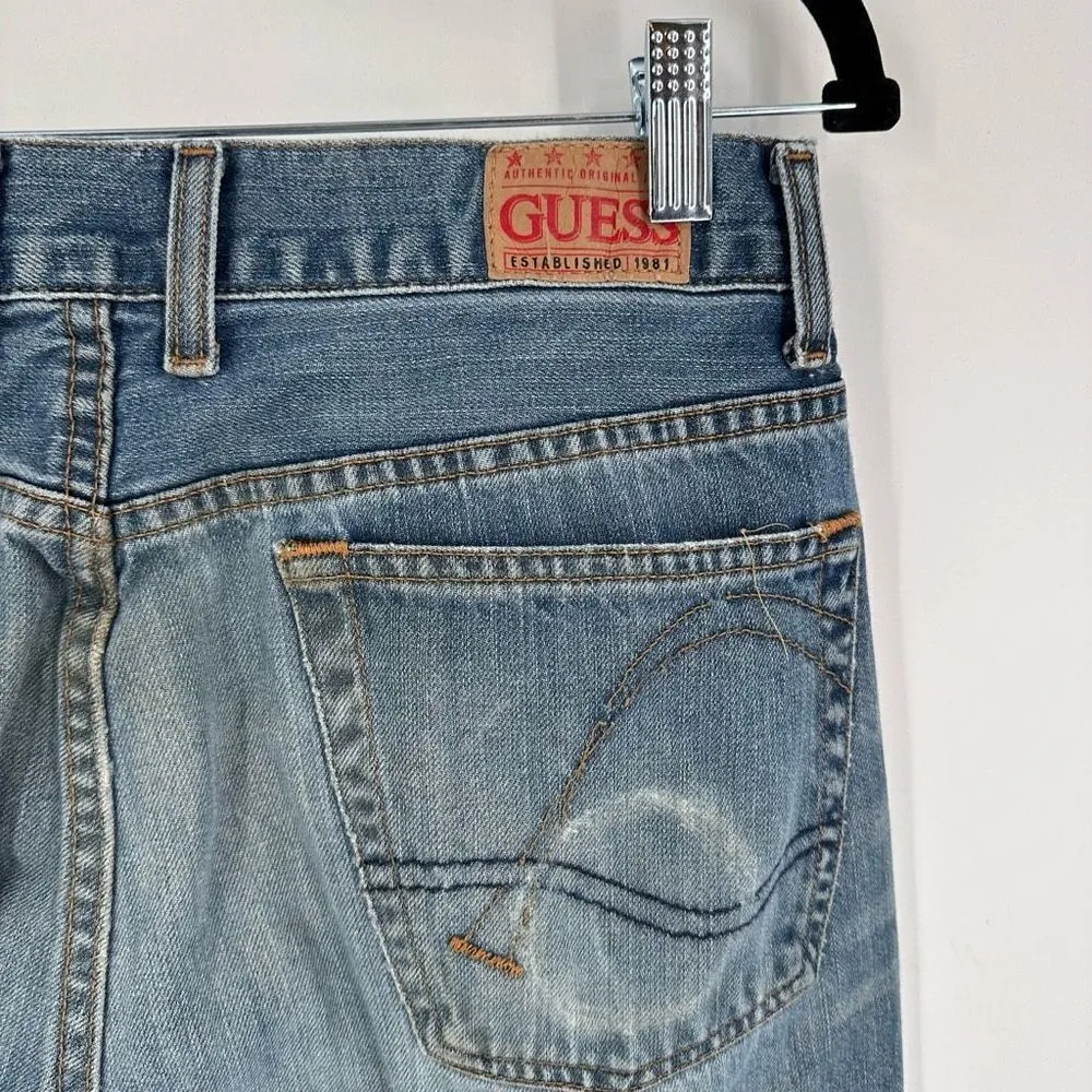 Vintage Guess Jeans Womens Distressed Straight Leg Jeans Blue Denim Size W32 L30 - Image 7
