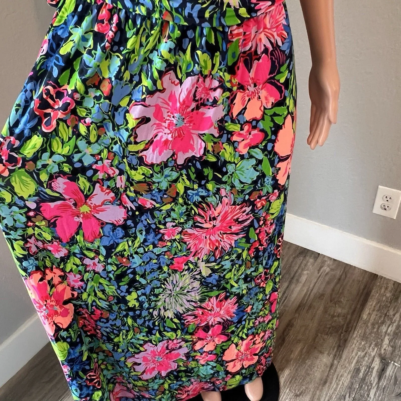 Lilly Pulitzer Niki Maxi Floral Spring stretch Dress Festive Fantasy Size L #72 - Image 6