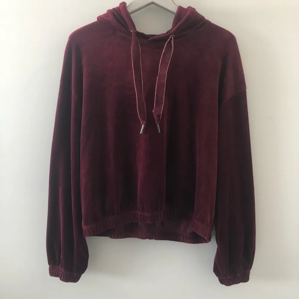 Anthropologie Daily Practice Plum Purple Velour Hoodie Sweatshirt NEW - Image 2