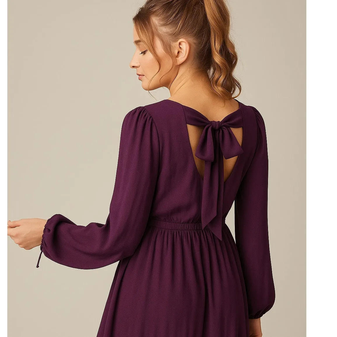 C'ISA Tie Back Babydoll Mini Dress GOTH WHIMSY FAIRY GRUNGE Size Medium M Plum Purple - Image 3