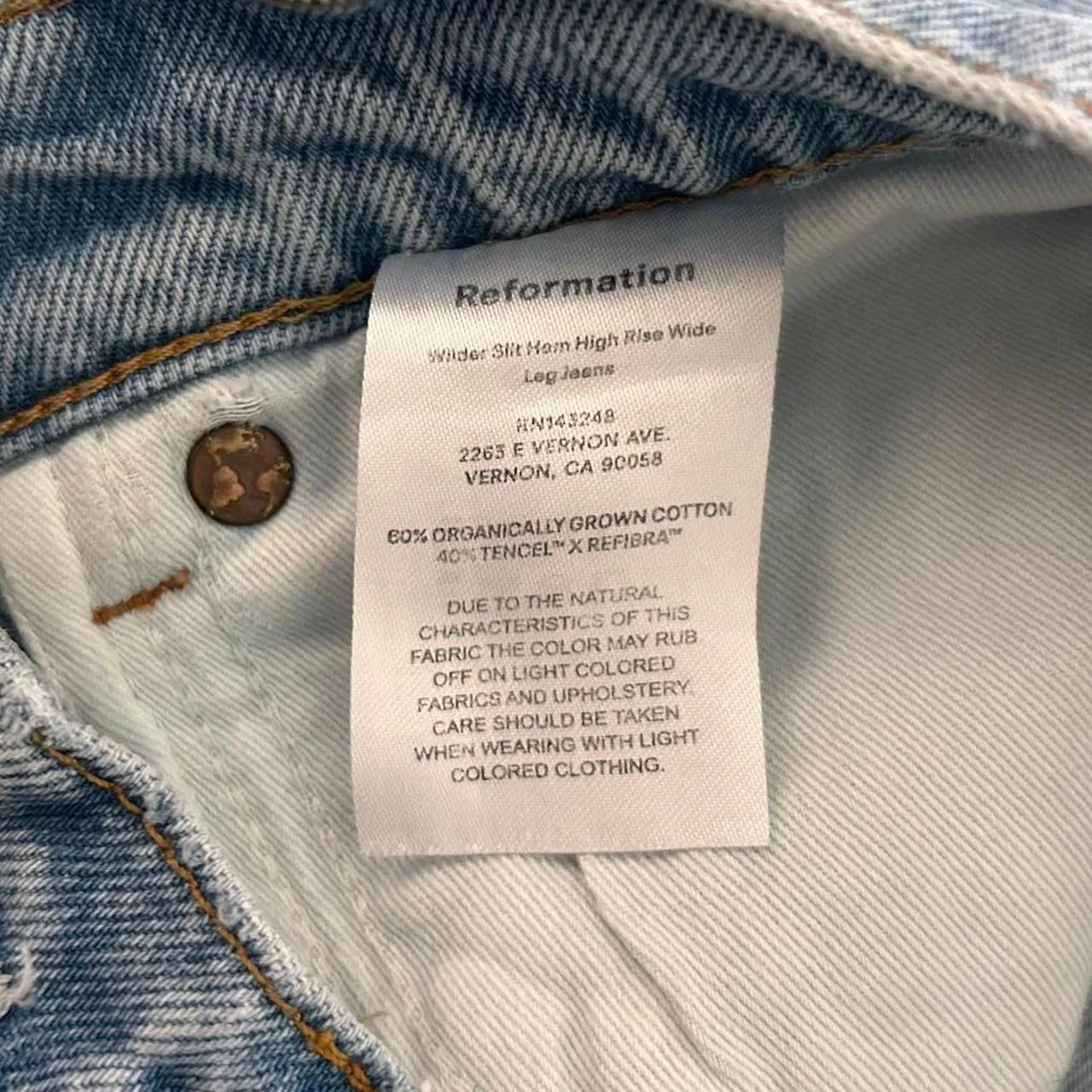 Reformation Wilder Sloan Wash High Rise Wide Leg Slit Hem Jeans – Sz 29 - Image 5