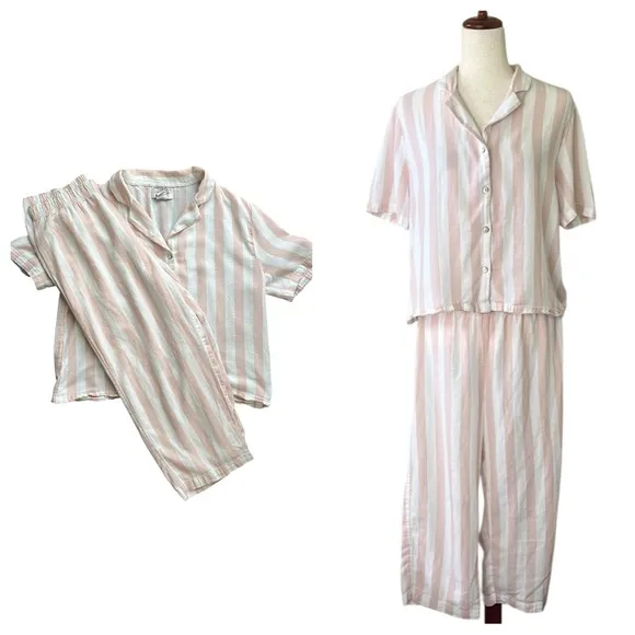Sincerely Jules Pink & White 2 pc Pajama Set Size M - Image 2