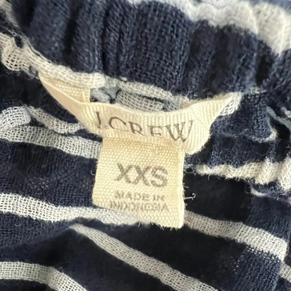 J. Crew 3/4 Sleeve Striped Navy Blue & White Scoop Neck Women's Top Size XXS - Image 2