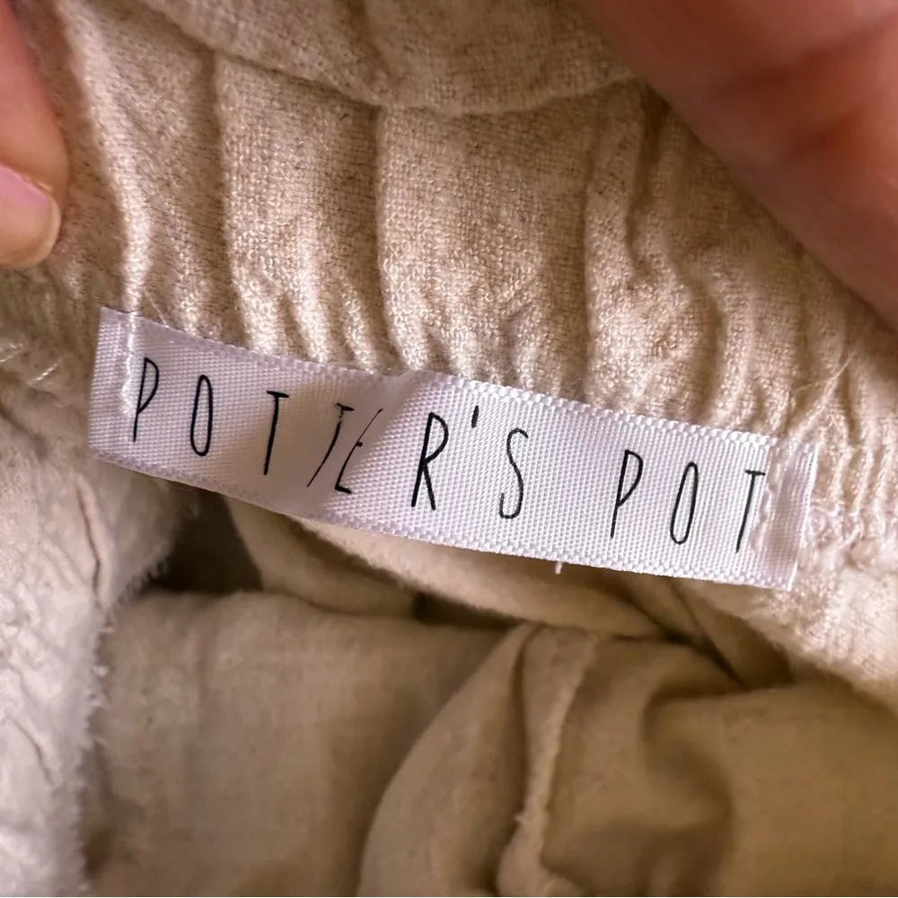 Style Me / Elastic Waist Semi-Sheer Linen Blend Beige Crop Capri Pants - Image 13