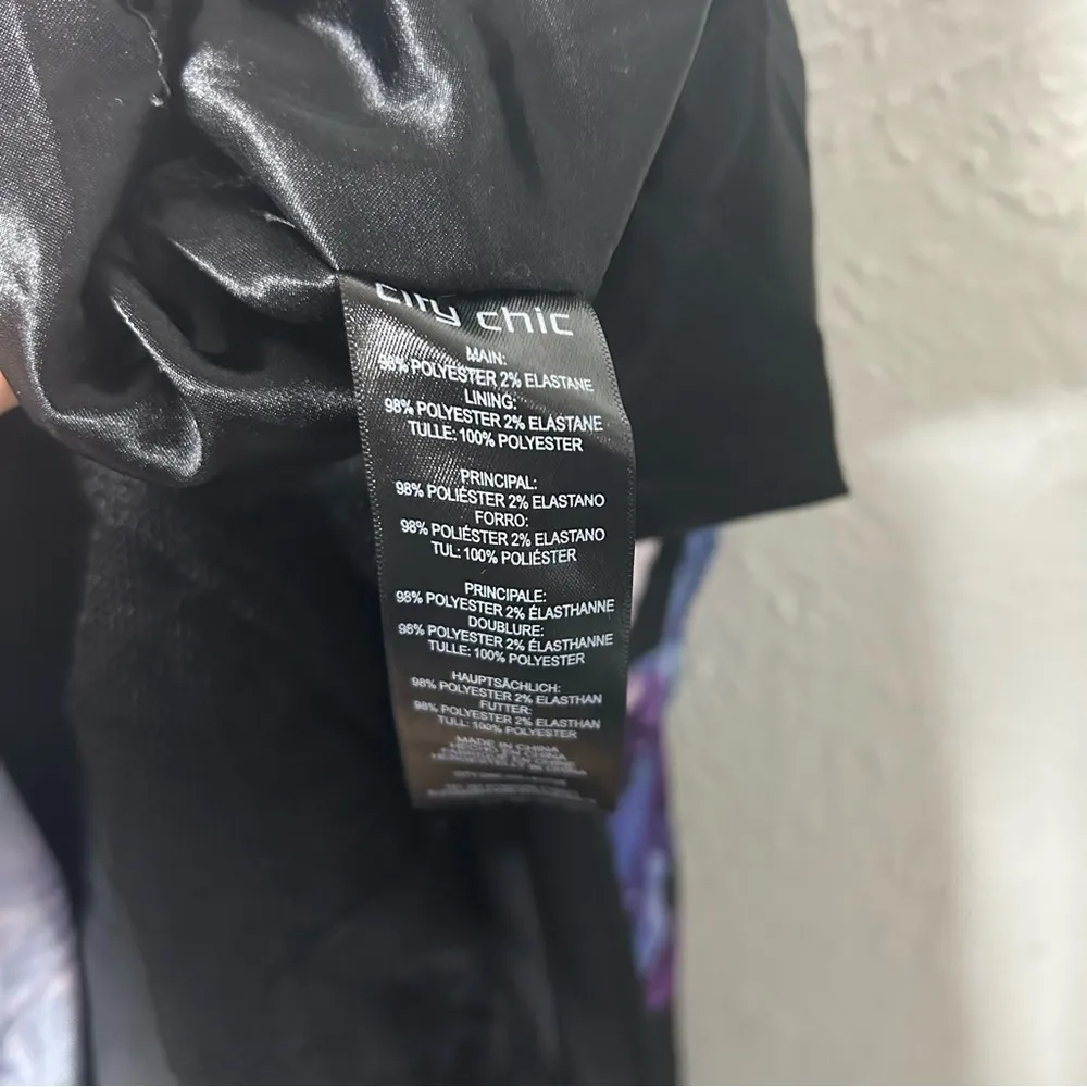 City Chic Hydrangea Fit & Flare Dress black purple Sz 24 - Image 7