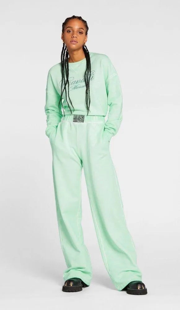 Roberto Cavalli Animalier Patchwork-Print Appliqué Sweatpants Mint Green Sz XXL - Image 2