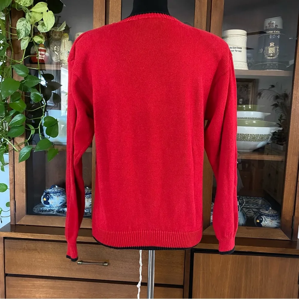 Vintage 90’s Bryn Conney Scottie Dog & Plaid hearts Christmas sweater Red Size M - Image 4