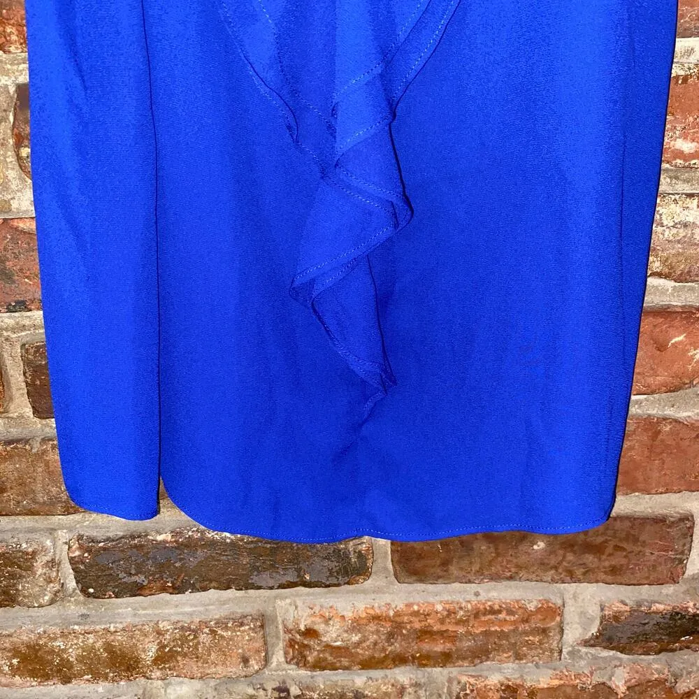 Zara Trafaluc Royal Blue Sleeveless Ruffle Keyhole Top Women's Size XS - Image 3