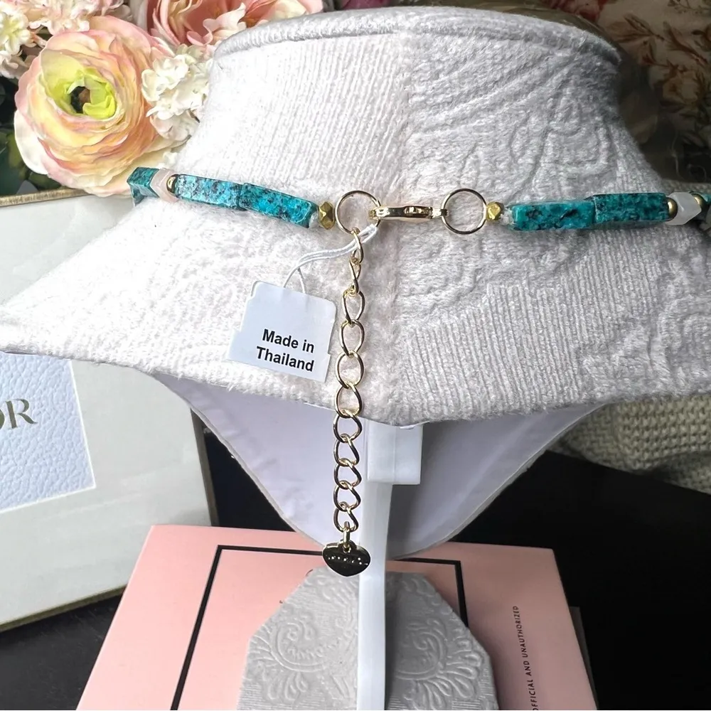 NWT Anthropologie x Nakamol Turquoise and Rose Quartz Beaded Necklace - Image 8