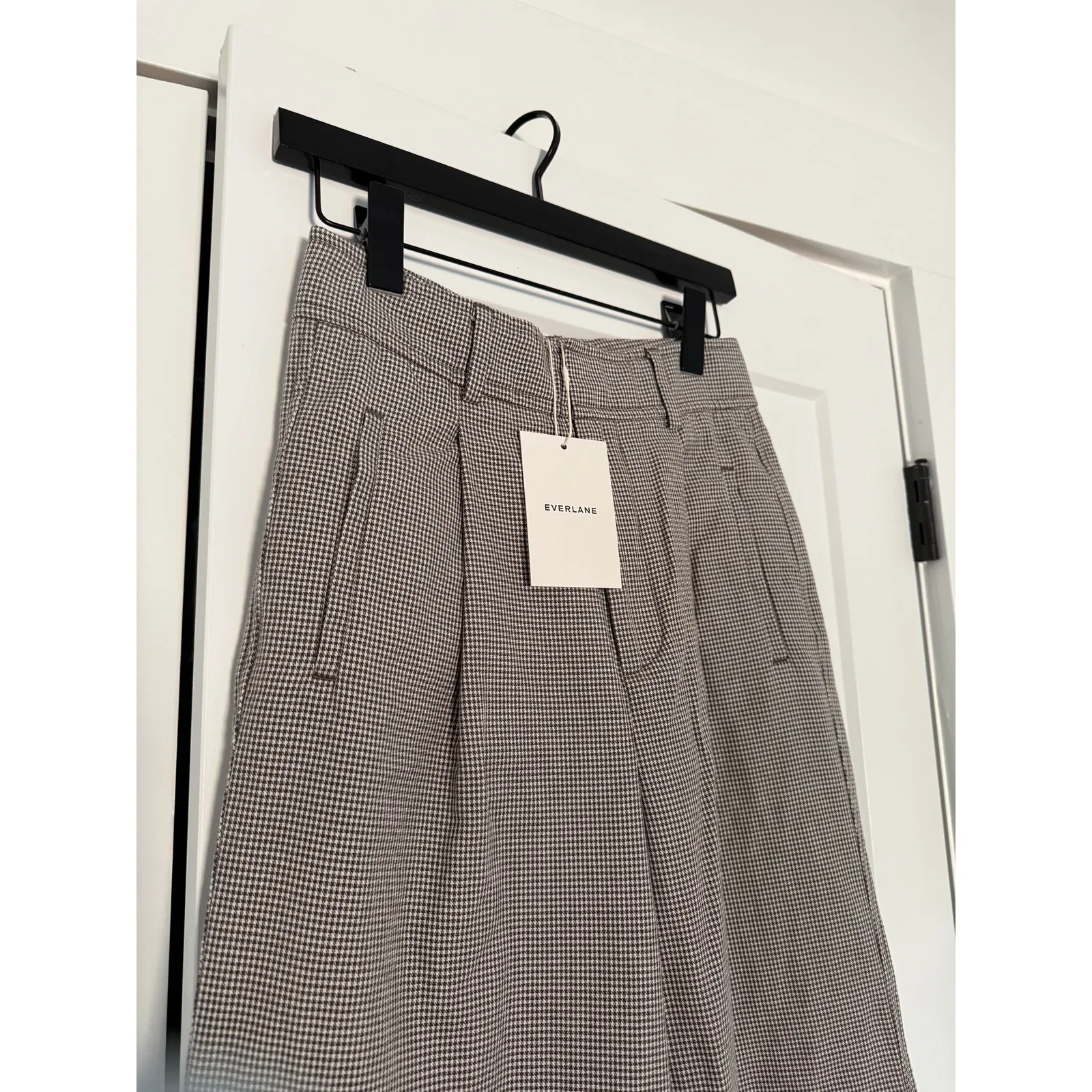 $148 New Everlane The Draper Pleated Pant - 0S - Taupe Gingham 30” inseam - Image 5