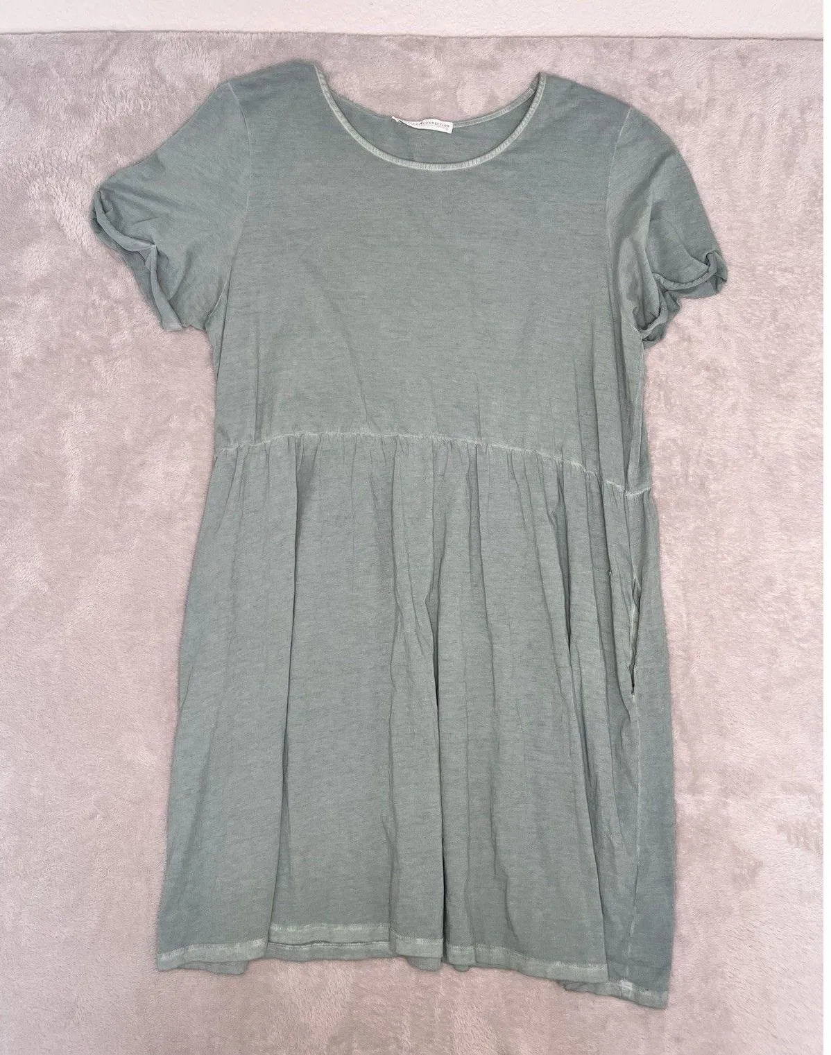Peruvian Connection Sage Green Pima Knit Playa Shirt Dress Pockets Size XL - Image 1