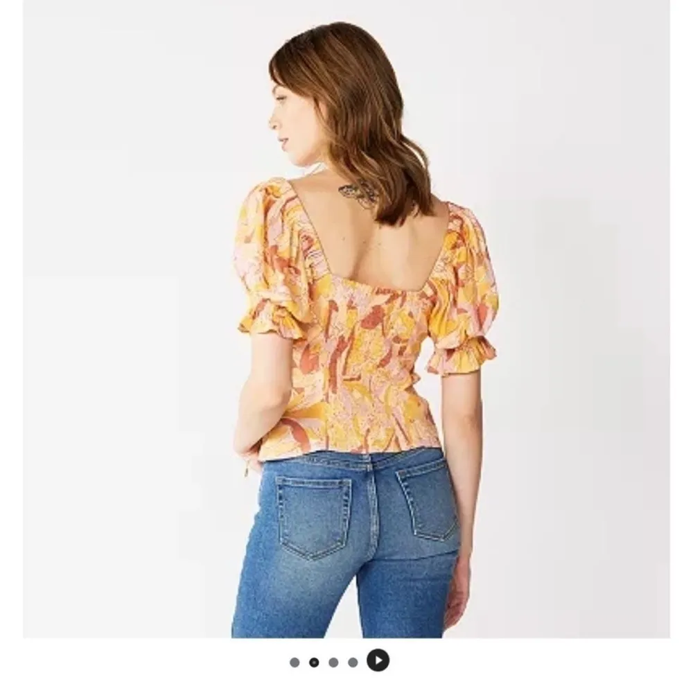 NINE West twist front blouse yellow multi color size 0X - Image 10