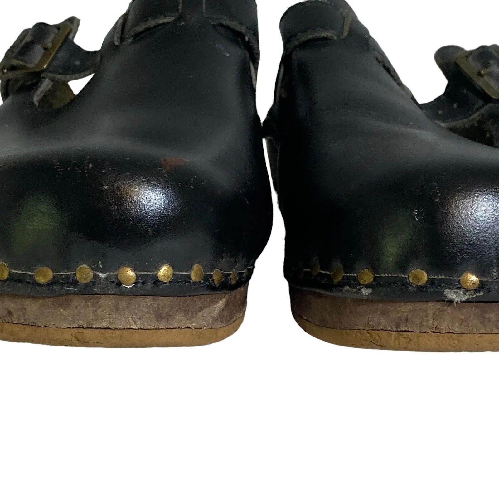 Berkemann Original Toeffler With Straps Rustic Wooden Clogs Calfskin Black Sz 9 - Image 9