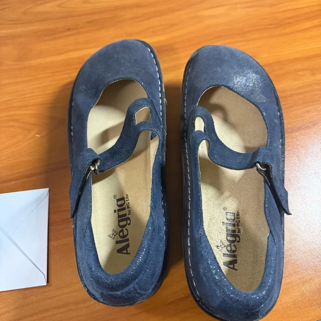 Alegria Dayna Mary Jane Leather Purple Blue Matte Crackle Comfort Casual Shoe 41 - Image 7