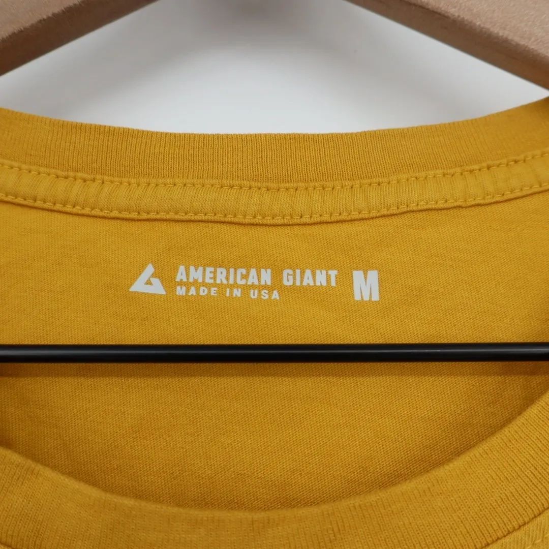 American Giant Classic Crew Neck T Shirt Mustard Yellow Made in USA Size M Size M - Image 3