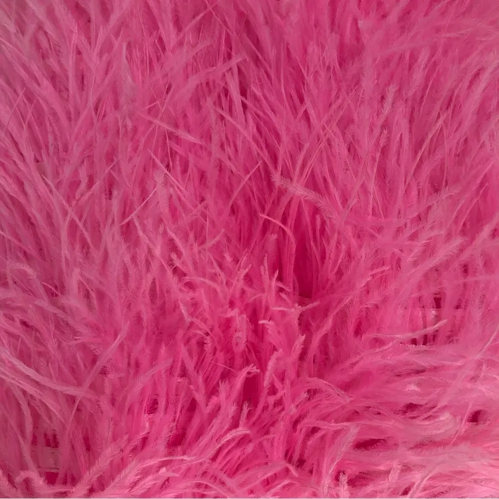 ostrich feather cropped halter top hot pink mesh zipper back women’s XL - Image 4