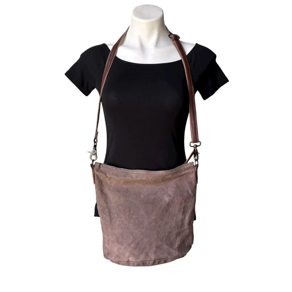 Myra Bag Tribal Hairon Leather Tapestry Crossbody Shoulder Bag Brown - Image 3