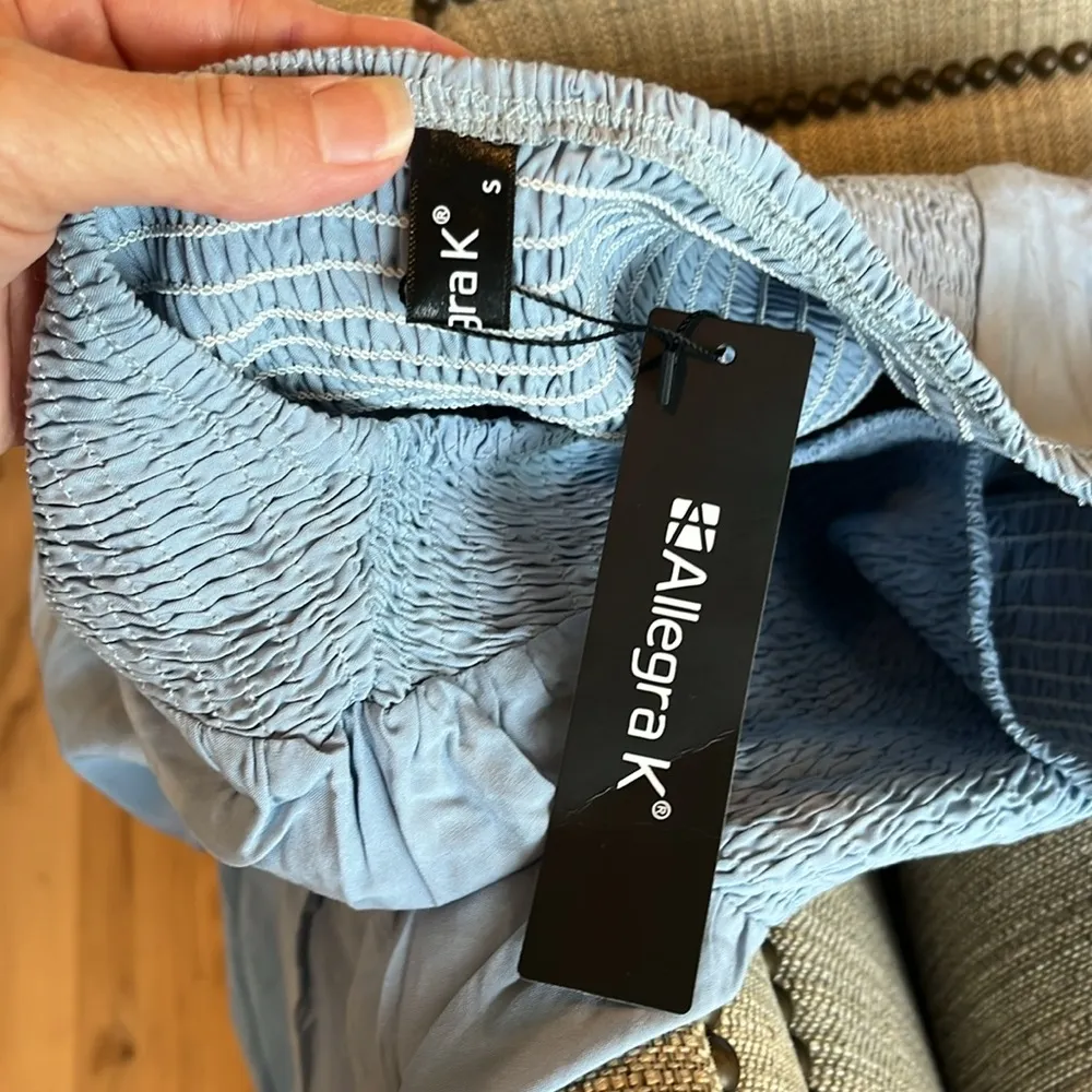 Powder Blue Smocked Midi Dress New - Image 7