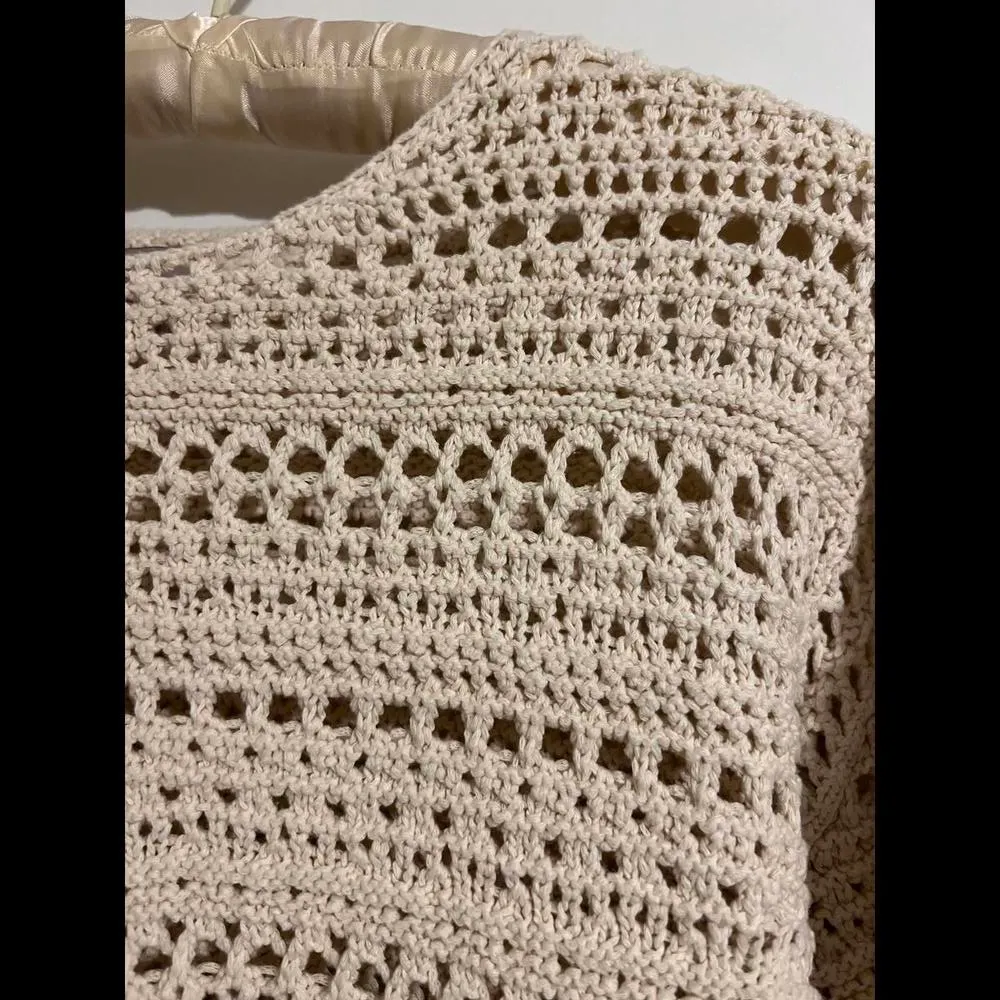 J Jill Cozy Crochet Sweater - Cream Knit Design -size Medium - Image 8
