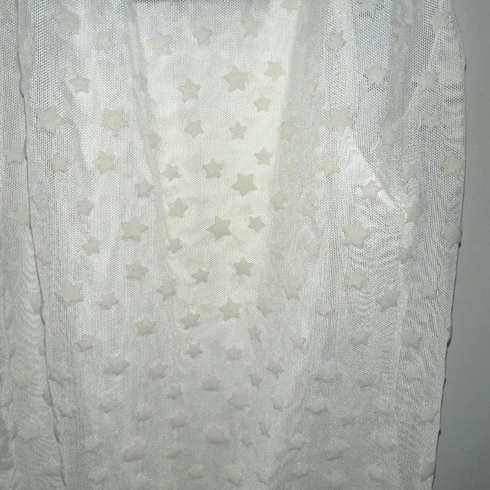 LE LIS OFF WHITE CREAM STAR EMBELLISHED MESH BODYSUIT MEDIUM - Image 4