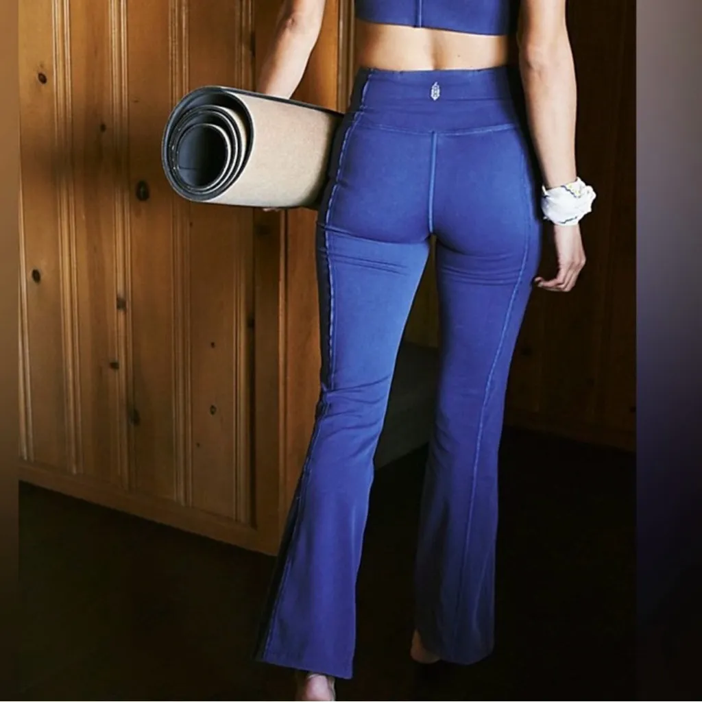 Free People Movement Tag Team Blue Yoga Wide Leg Leggings High Rise Size Large - Image 7