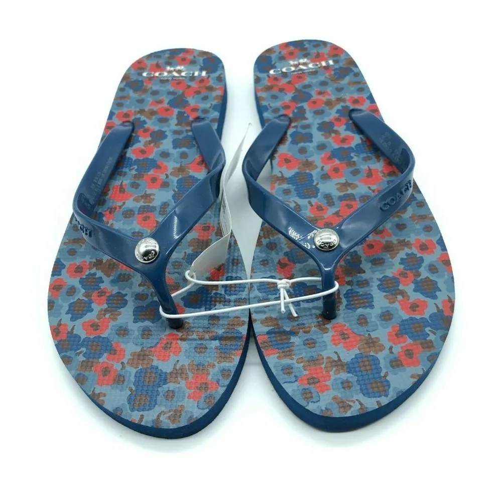 Coach Womens Flip Flop Sandals Floral Slip On - Image 2